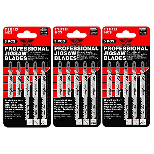 15 x TopsTools T101D Stichsägeblätter für saubere und schnelle Schnitte kompatibel mit Bosch Dewalt Makita Milwaukee und vielen mehr 15 x TopsTools T101D Stichsägeblätter für saubere und schnelle Schnitte kompatibel mit Bosch Dewalt Makita Milwaukee und vielen mehr von TopsTools