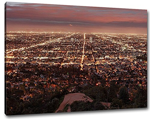 Los Angeles Skyline Format:120x80 cm Bild auf Leinwand bespannt, riesige XXL Bilder komplett und fertig gerahmt mit Keilrahmen, Kunstdruck auf Wand Bild mit Rahmen, günstiger als Gemälde oder Bild, kein Poster oder Plakat von Stil.Zeit