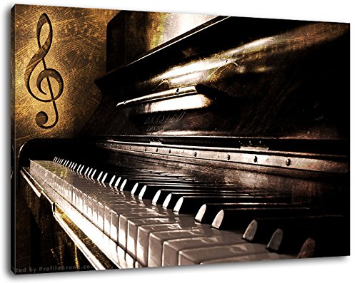 Piano Notes, Nahaufnahme Klavier, Format:80x60 cm, Bild auf Leinwand bespannt, riesige XXL Bilder komplett und fertig gerahmt mit Keilrahmen, Kunstdruck auf Wand Bild mit Rahmen, günstiger als Gemälde oder Bild, kein Poster oder Plakat von Stil.Zeit