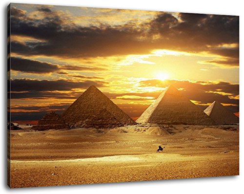 Pyramiden in Ägypten Format:100x70 cm Bild auf Leinwand bespannt, riesige XXL Bilder komplett und fertig gerahmt mit Keilrahmen, Kunstdruck auf Wand Bild mit Rahmen, günstiger als Gemälde oder Bild, kein Poster oder Plakat von Stil.Zeit