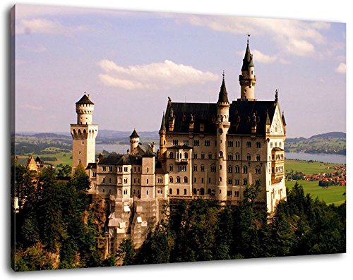 Schloss Neuschwanstein Format:60x40 cm Bild auf Leinwand bespannt, riesige XXL Bilder komplett und fertig gerahmt mit Keilrahmen, Kunstdruck auf Wand Bild mit Rahmen, günstiger als Gemälde oder Bild, kein Poster oder Plakat von Stil.Zeit