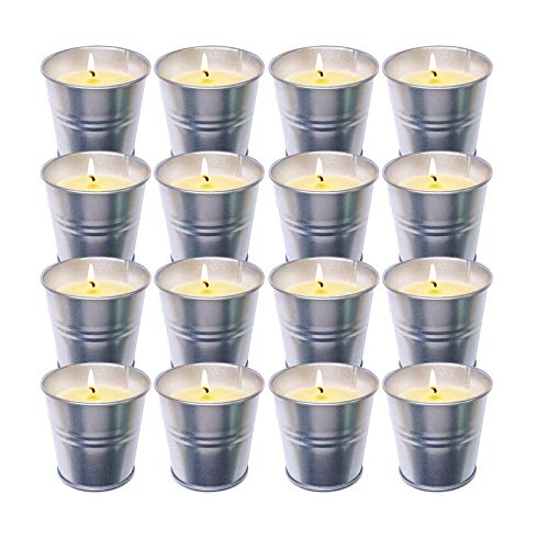 Topsics 16 Stück Citronella Kerze Outdoor, Outdoor Kerzen Set, Natürliche Sojawachs Zitronella Candles für Garten,Terrasse, Picknick,Camping Indoor, Brenndauer 160-192 Std (2025) von Topsics