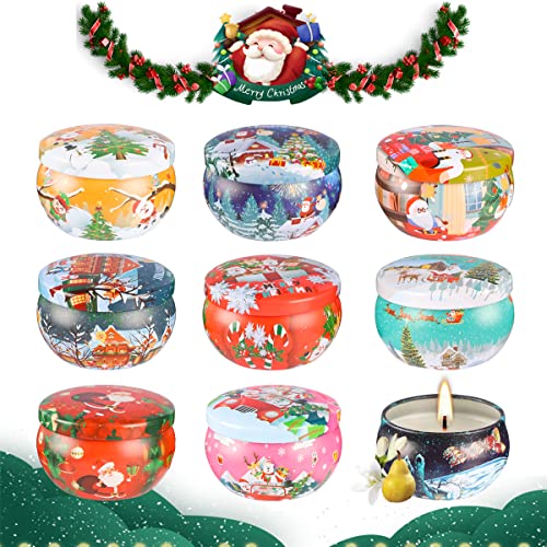 Topsics 9 Stück Duftkerzen Geschenkset, 2,8 OZ Duftkerze Set für Frauen, Natürliches Soja Wachs, Aromatherapie Kerzen Set für Weihnachten von Topsics