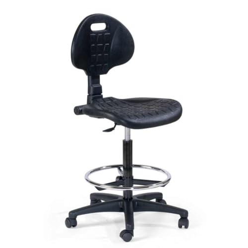 Büro & More Drehbarer Arbeitsstuhl mit Sitz und Rückenlehne aus Polyurethan, robustem Kunststofffuß und Fußring IND102 von Topsit
