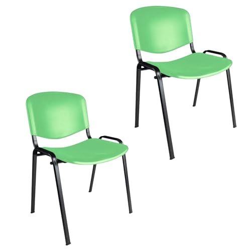 Topsit Büro & More 2er Set Besucherstühle, stapelbarer Konferenzstuhl, mit Sitz und Rückenlehne aus Kunststoff. (Grün) von Topsit
