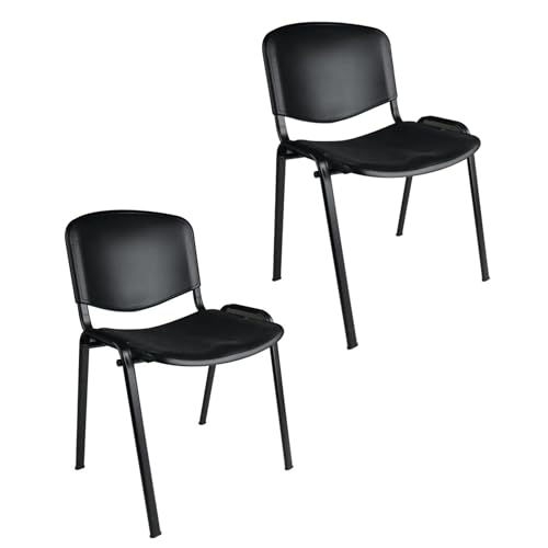 Büro & More 2er Set Besucherstühle, stapelbarer Konferenzstuhl, mit Sitz und Rückenlehne aus Kunststoff. (Schwarz) von Topsit