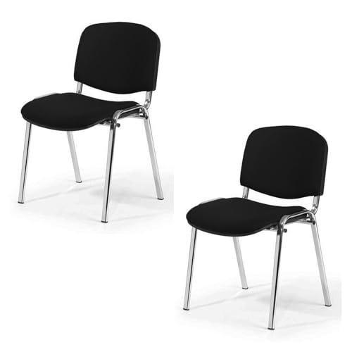 Büro & More 2er Set Besucherstuhl Chrom ISO, Bequemer Konferenzstuhl, stapelbar, mit gepolsterter Sitzfläche und Rückenlehne. (Schwarz) von Topsit