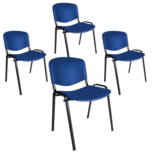 Büro & More 4er Set Besucherstühle, stapelbarer Konferenzstuhl, mit Sitz und Rückenlehne aus Kunststoff. (Blau) von Topsit