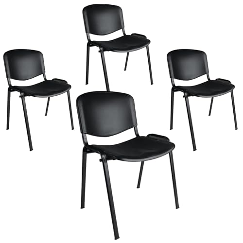 Büro & More 4er Set Besucherstühle, stapelbarer Konferenzstuhl, mit Sitz und Rückenlehne aus Kunststoff. (Schwarz) von Topsit