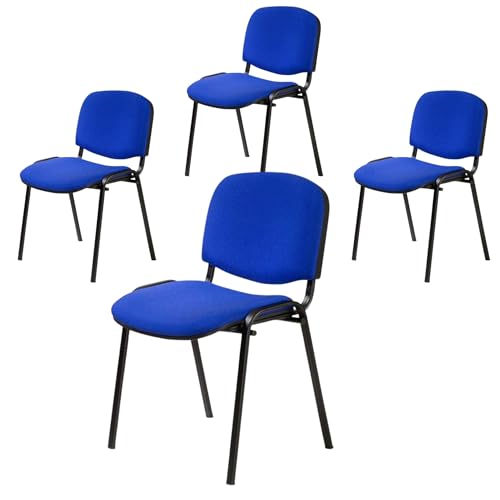 Büro & More 4er Set Besucherstuhl ISO, Bequemer Konferenzstuhl, stapelbar, mit gepolsterter Sitzfläche und Rückenlehne (Blau) von Topsit