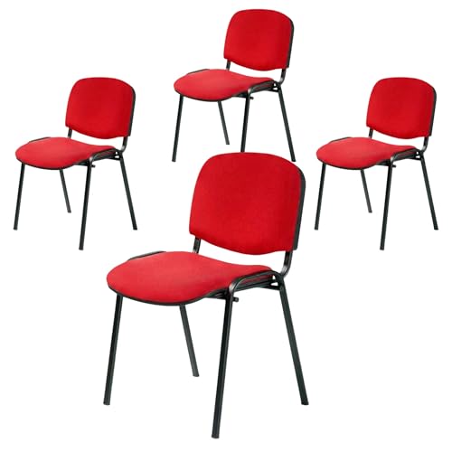 Büro & More 4er Set Besucherstuhl ISO, Bequemer Konferenzstuhl, stapelbar, mit gepolsterter Sitzfläche und Rückenlehne (Rot) von Topsit