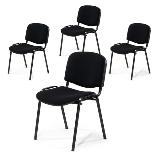 Büro & More 4er Set Besucherstuhl ISO, Bequemer Konferenzstuhl, stapelbar, mit gepolsterter Sitzfläche und Rückenlehne (Schwarz) von Topsit