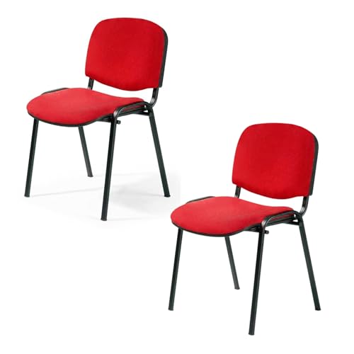 Büro & More 2er Set Besucherstuhl ISO, Bequemer Konferenzstuhl, stapelbar, mit gepolsterter Sitzfläche und Rückenlehne. CLA000003 (Rot) von Topsit