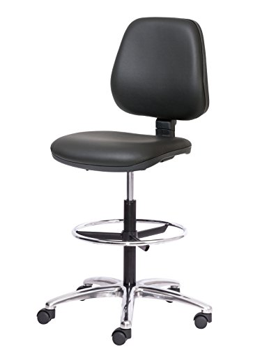Topsit IND010201 Arbeitsdrehstuhl Sitz und Rücken Ecoleder gepolstert mit Chromfuß, Lederimitat, Schwarz, 40 x 43 x 100 cm von Topsit