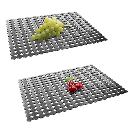 Topsky 2er-Set Spülbeckeneinlage für Küchenspüle, Spülbeckenmatte Zuschneidbare Abtropfmatte, für Keramik/Edelstahl Spülen, Schnell Abtropfende Abtropfmatten, PVC, 30 x 40 cm (Schwarz Durchscheinend) von Topsky