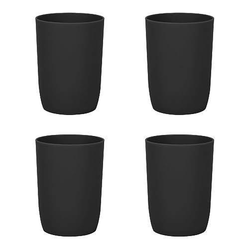 Topsky 4 Stück zahnputzbecher schwarz，zahnputzbecher Kinder，zahnputzbecher Set，trinkbecher Kunststoff，für Erwachsene，Jugendliche und Kinder (280ml, schwarz) von Topsky