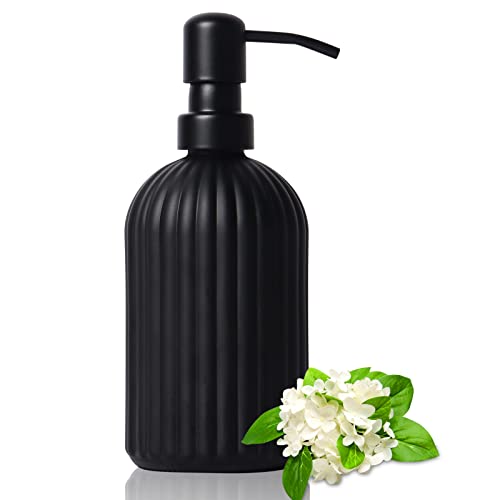 Topsky 400 ml Schwarzes Glas Seifenspender für Küche und Badezimmer - Nachfüllbare Pumpflasche für Geschirrspülmittel und Flüssigseifen, Modernes Design von Topsky