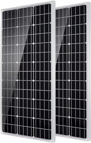 Topsolar 2PCS 100W Monocrystalline Solar Panel, 200 Watt, Ideal for Off Grid PV System on Motorhome, Caravan, Campervan, RV or Boat and Other Off-Grid Applications von Topsolar