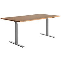 Topstar E-Table elektrisch höhenverstellbarer Schreibtisch buche rechteckig, T-Fuß-Gestell grau 180,0 x 80,0 cm von Topstar