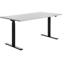 Topstar E-Table elektrisch höhenverstellbarer Schreibtisch lichtgrau rechteckig, T-Fuß-Gestell schwarz 160,0 x 80,0 cm von Topstar