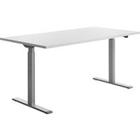 Topstar E-Table elektrisch höhenverstellbarer Schreibtisch weiß rechteckig, T-Fuß-Gestell grau 160,0 x 80,0 cm von Topstar