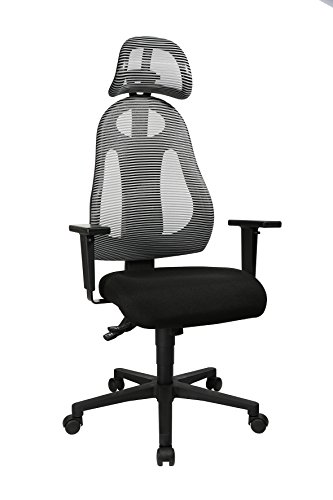 Topstar Free Art, ergonomischer Bürostuhl, Schreibtischstuhl, inkl. höhenverstellbarer Armlehnen und Kopfstütze, Stoff, Hellgrau/Schwarz von TOPSTAR