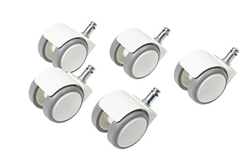 Topstar Bürostuhlrollen Hartbodenrollen Set 5 Stk. Topstar S'Neaker Rollendurchmesser 50mm / Stiftgröße 10mm weiß/grau, Aus Kunststoff von TOPSTAR