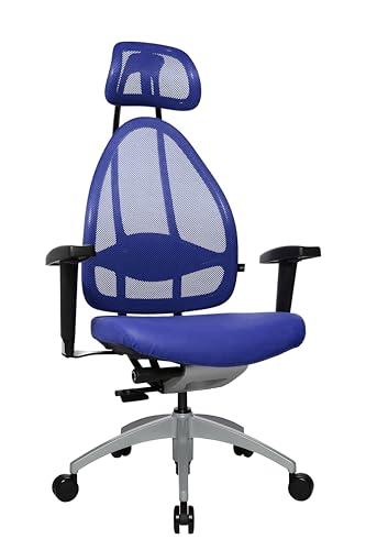 Topstar J170T S18 Open Art 10, Design- und Komfort-Drehstuhl, Bürostuhl, Schreibtischstuhl, inkl. Armlehnen, blau, alusilber, Sitzhöhe: 44 - 52 cm von TOPSTAR