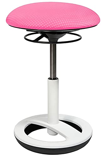 TOPSTAR Sitness Bob, ergonomischer Sitzhocker, Arbeitshocker, Bürohocker mit Schwingeffekt, Sitzhöhenverstellung, Standfußring Alu, weiß lackiert, Stoffbezug, Rosa Brombeere von TOPSTAR