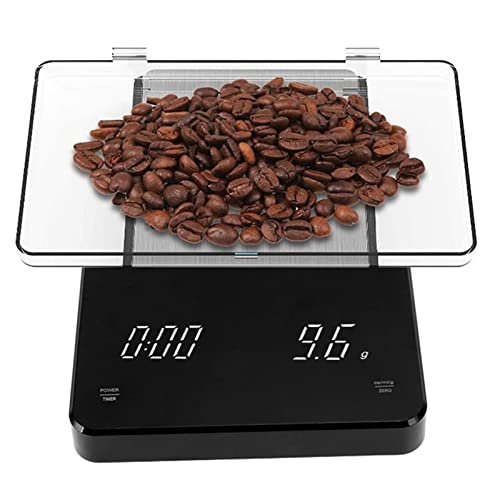 Digitale Kaffeewaage Mit Timer, Hochpräzise Digitale Küchenwaage Mit Display, Automatische Nullstellung, Verfahren aus Gebürstetem Metall (Batterien Im Lieferumfang Enthalten) von Topyond