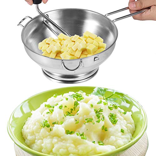 Topyond Gemüsemühle aus Edelstahl,Salat-Gemüse-Obst-Mixer aus Edelstahl,Passiergerät für Tomatensoße, Apfelmus, Püree, Passiermühle für Kartoffelpüree, Marmelade, Babynahrung von Topyond