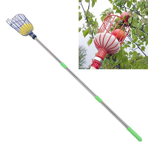 Obstpicker -Werkzeug, Obstpickerstange mit Korb und Einstellbarer Teleskopstange zum Ernte, Fruchtfänger für Zitrusmango -Kirschbeere oder Avocado -Picking von Topyond