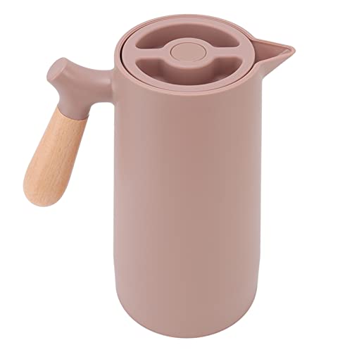 Topyond 1L Thermo-Kaffeekaraffe, Tragbare Isolier-Kaffeekanne, Stilvoller Wasser-Teekanne-Getränkespender Mit Holzgriff Zum Warmhalten(Kaffee) von Topyond