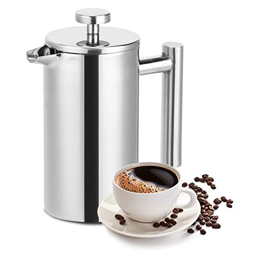 Topyond Edelstahl französischer Presse, Kaffeemaschine, 350 ml, thermisch isoliertes Doppeldeck, Plastik Nr. Für Campinghaus und Reisen von Topyond