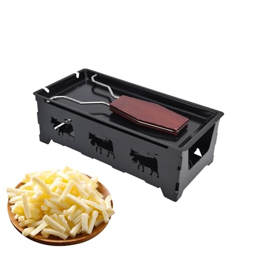 Topyond Mini-Käse-Raclette-Grill – Schwarzer Griff – Rechteckiges Backgeschirr – Schmilzt Raclette-Käse – Käse-Backwerkzeug Für Candle-Light-Dinner – Raclette-Grill Für 2 Personen von Topyond