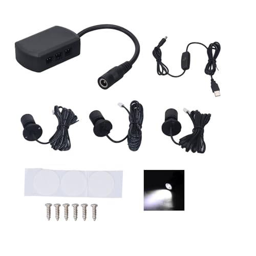 Topyond Mini-LED-Spot-Leuchten, 5 V USB-betrieben mit 1 bis 3 dimmbaren Einstellungen, kompakte Vitrinen-Display-Leuchte für Schmuck und kleine Schränke, (Warmes Licht) von Topyond