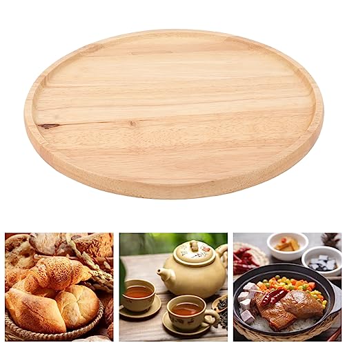 Topyond Rundes Holztablett, Serviertablett, Pizza-Schneidebrett, 30 cm, Schlichter Stil, Stabiler Lebensmittelteller Für Frühstück, Pizza, Obst, Snacks von Topyond