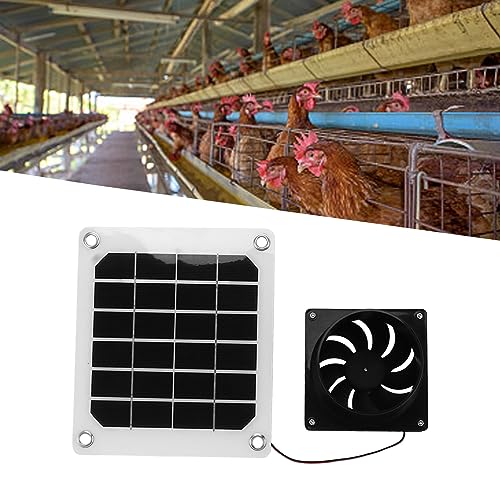 Topyond Solarventilator-Set, 20 W, Tragbarer Abluftventilator Für Hühnerstall Mit Schutznetz, Solarbetriebene Belüftung Für Gewächshäuser, Dachböden, Thermostatgesteuert von Topyond