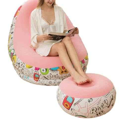 Topyond Tragbares Aufblasbares Sofa Mit Fußschemel, Aufblasbarer Stuhl, Aufblasbarer Sofasitz, Aufblasbare Couch, Aufblasbare Möbel Für Bequemes Wohnzimmer, Balkon, Camping(Rosa) von Topyond