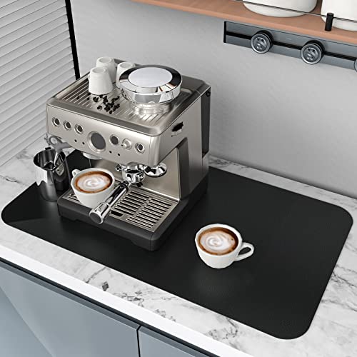 Topzora Schwarz Abtropfmatte,60x40cm Kaffeevollautomat Unterlage,Abtropfmatte Geschirr,Geschirr Abtropfmatte,Saugfähige Abtropfmatte für die Küchefür Küche, Wohnzimmer von Topzora