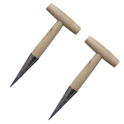 TorSor 2 Stück Handpikierstab 27,9 cm Edelstahl Garten Pikierzwiebeln Pflanzgefäß mit Holzgriff Aussaat Dibbler Garten Saatwerkzeug für Aussaat Samen Pflanzen Blumenzwiebeln Umpflanzen Blumen Tulpen von TorSor