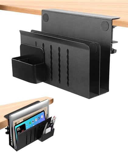 Pc Halterung Schreibtisch Laptop Halterung Schreibtisch Schreibtisch Seitenaufbewahrung Seitenständer Laptop Stand Notebook Ständer Für Alle Laptops Und Tablets (Schwarz, Doppellagig mit Stifthalter) von Torchesy