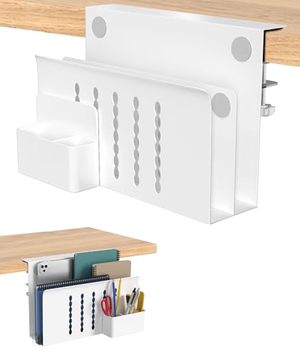 Torchesy PC Halterung Schreibtisch Laptop Halterung Schreibtisch Seitenaufbewahrung Seitenständer Laptop Stand Notebook Ständer Für Alle Laptops Und Tablets(Weiß, Doppellagig mit Stifthalter) von Torchesy