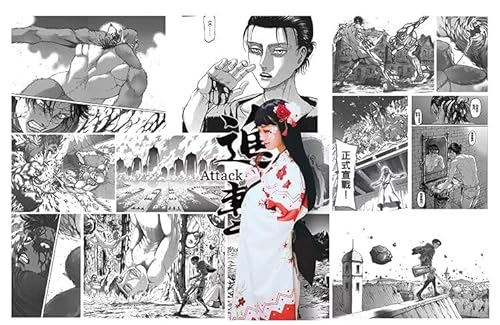 Tapeten Anime Attack on Titan schwarz weiß DruckSchlafzimmer Wohnzimmer Esszimmer Hotels Dekoration Hintergrundwand-custom size von Torchic