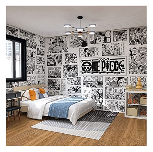 Tapeten Anime Schwarz-Weiß-Manga ONE PIECE Schlafzimmer Zimmer Schlafsaal Bett Hintergrund Wandfarbe-208*146CM von Torchic