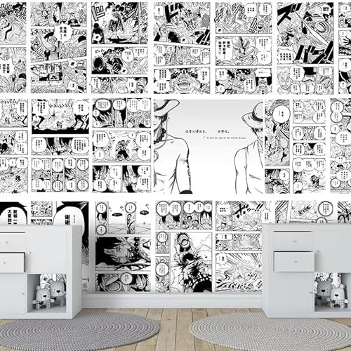 Torchic Tapeten Anime ONE-PIECE schwarz weiß manga Druck Kinderzimmer Schlafzimmer Hot Pot Restaurant Esszimmer Milchtee Shop Dekoration Hintergrundwand-140 * 100 von Torchic