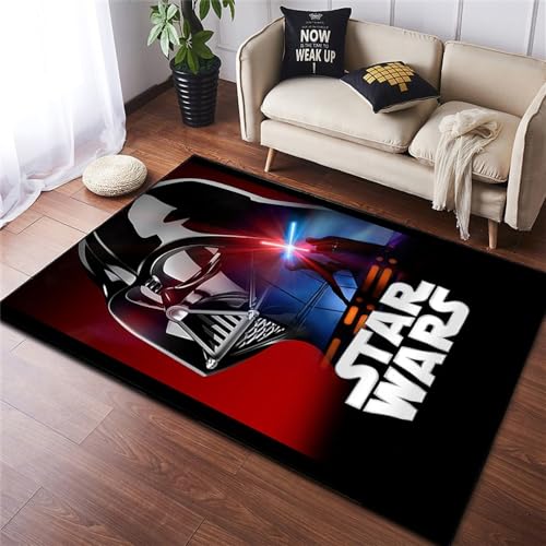 Torecoton Flächenteppich Kinderzimmer Teppich Star Wars Teppich 3D Cartoon Kinderteppich Wohnzimmer Schlafzimmer Küche Balkon Rechteckiger Rutschfester Dekoteppich (3,100 * 200 cm) von Torecoton