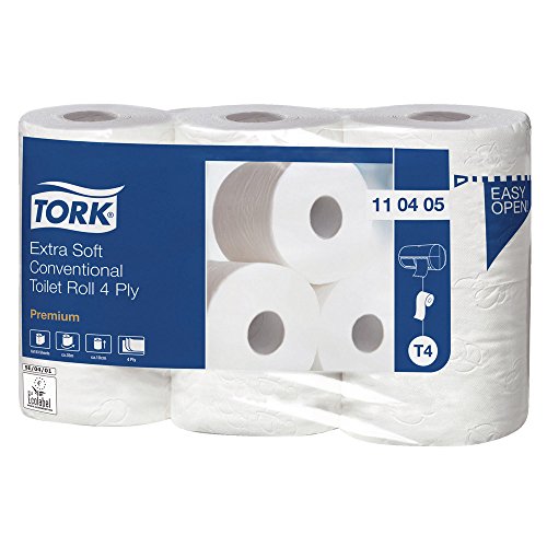 Tork® Premium Toilettenpapier, extra weich - 4-lagig m. Federprägung, hochweiß, Packung mit 7 x 6 Rollen von Tork