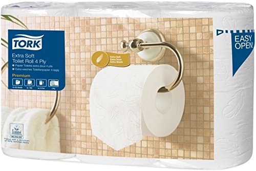 Tork extra weiches Kleinrollen Toilettenpapier Weiß T4, Premium, 4‑lagig, 6 × 153 Blatt, 110405 von Tork