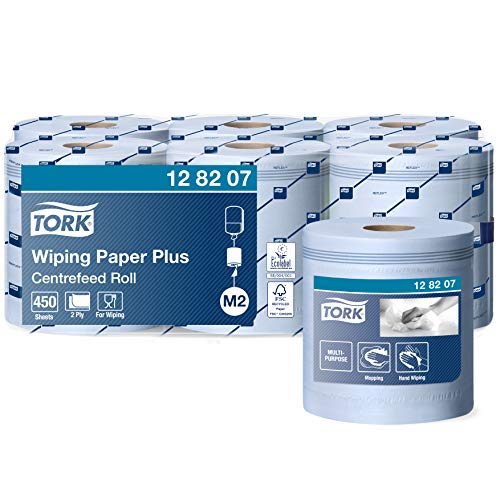 Tork 128207 Starke Mehrzweck Papierwischtücher für das M2 Innenabrollung Spendersystem / 2-lagiges stabiles Papier in Blau, 6 x 157.5 Meter von Tork